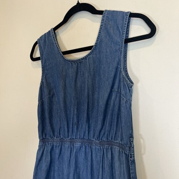 Shades of Denim Fit & Flare Sleeveless Tiered Dress Blue 100% Cotton M - Picture 3 of 8